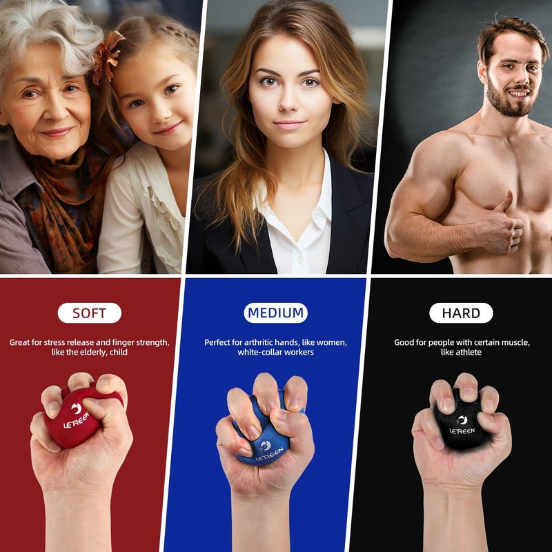 LETREEN Stress Ball, Tri-Density Stress Balls for Adults & Grip Strengthening, Squeeze Balls for Hand Therapy, Squishy Stress Ball, Hand Strengthener Ball, Hand Balls for Therapy - Image 4